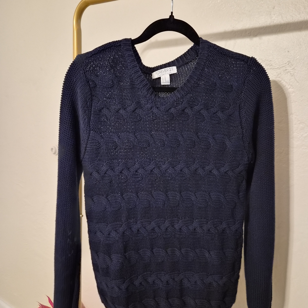 Forever 21 Dark Blue V-Neck Sweater